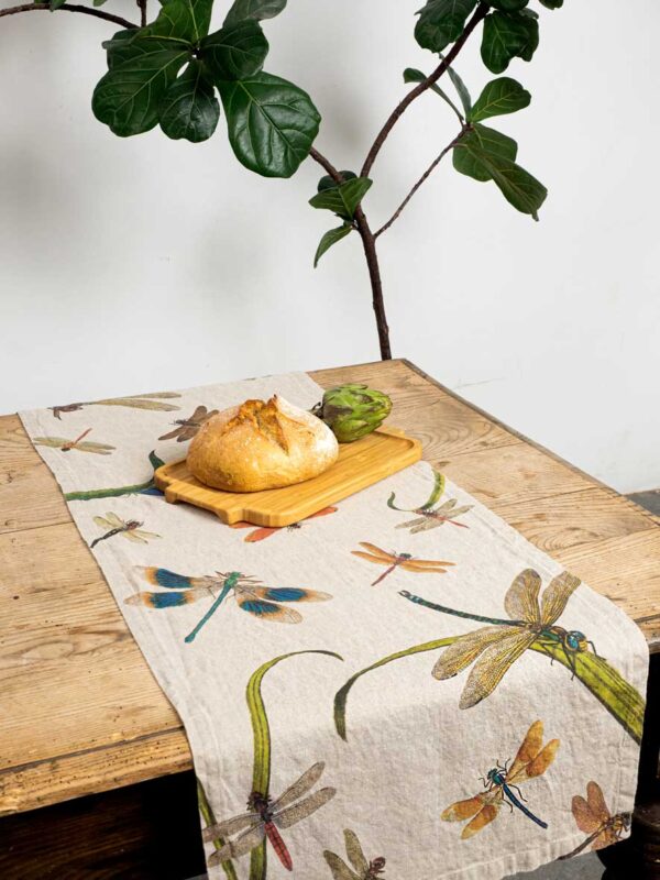 8002SUR-LD-Linoroom-table-runner-lakeside-dragonflies-WEB-LR4 Lakeside dragonflies linen table runner by linoroom