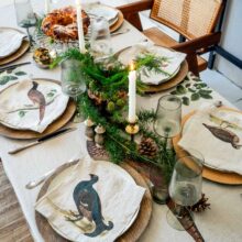 Forest Birds pure linen napkins by Linoroom