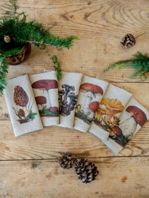 Forest mushroom linen napkins by Linoroom