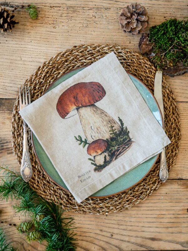 Boletus linen napkin by Linoroom