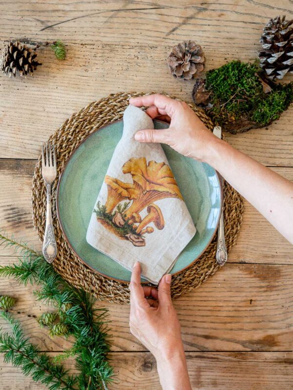 Mushroom linen napkins by Linoroom