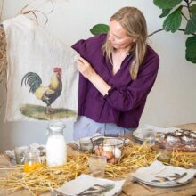 6001M-RH-Linoroom-kitchen-towels-Rooster-and-Hen-LR2