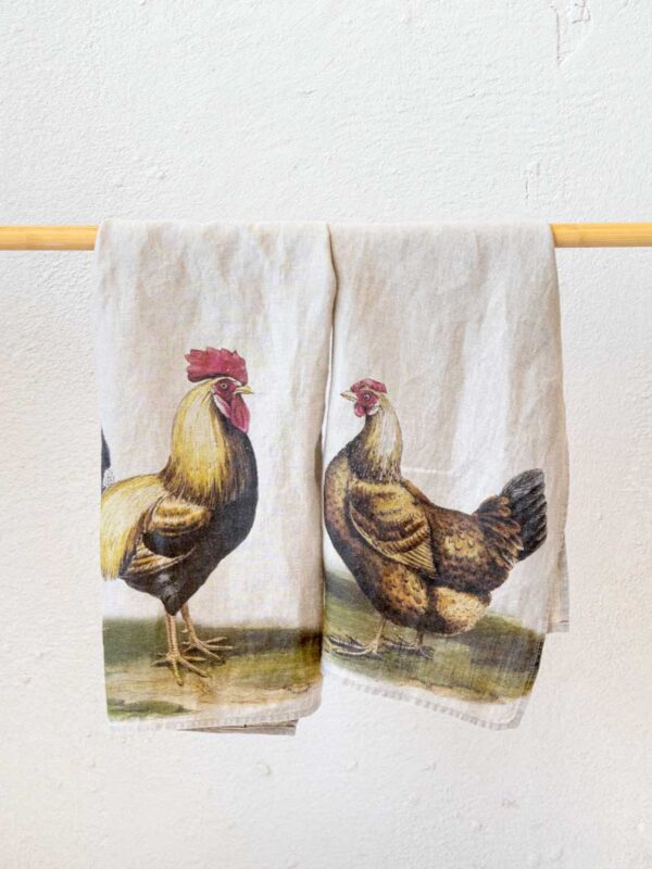 6001M-RH-Linoroom-kitchen-towels-Rooster-and-Hen-LR9