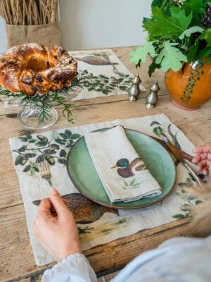 Forest Birds linen placemats by Linoroom