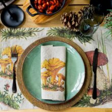 Forest mushrooms linen place mats by Linoroom