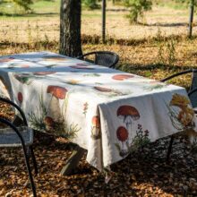 4006S-FM-Linoroom-Tablecloth-Mushroom-LR5 Linen tablecloth forest mushrooms by Linoroom