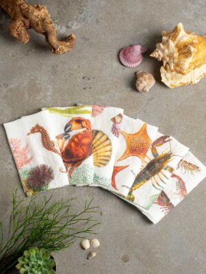 Ocean animals linen napkins by Linoroom