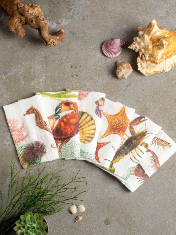 Ocean animals linen napkins by Linoroom