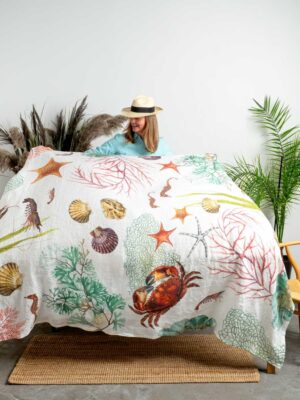 Ocean Animals linen tablecloth by Linoroom