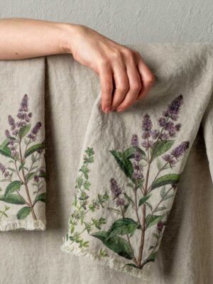 Fine Herbs linen hand towels by linoroom