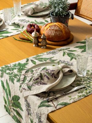 Fine Herbs linen table runner by Linoroom