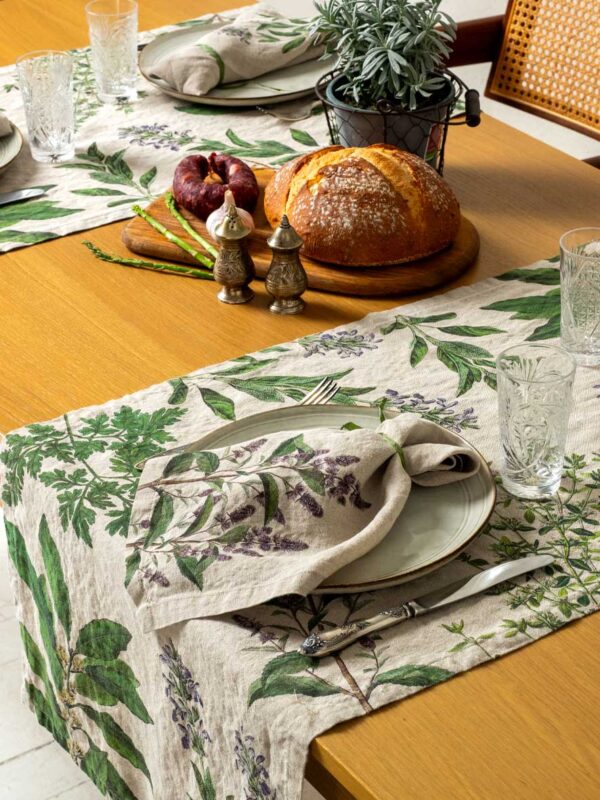8002SUR-FH-Linoroom-Table-Runner-Fine-Herbs-Vertical-LR3 Fine Herbs linen table runner by Linoroom