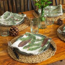 3002SU-SCP6-Linoroom-Napkins-Shady-Conifers-Vertical-LR39 Conifers Christmas linen napkins by Linoroom