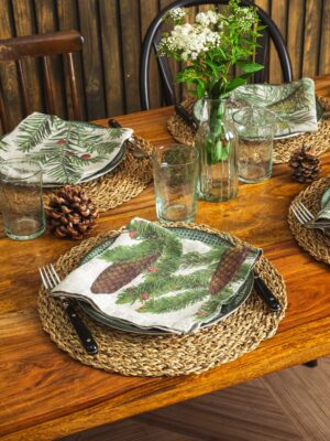 Conifers Christmas linen napkins by Linoroom