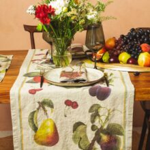 8002SUR-OF-Linoroom-Table-Runner-Orchard-Fruits-Vertical-LR8 Orchards Fruits linen table runner by Linoroom