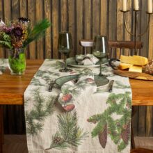 8002SUR-SC-Linoroom-Table-Runner-Shady-Conifers-Vertical-LR10 Conifer Linen table runner by Linoroom