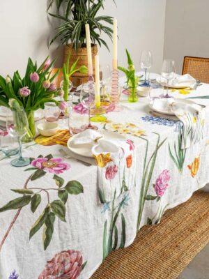 Early Flowers linen tablecloth by Linoroom