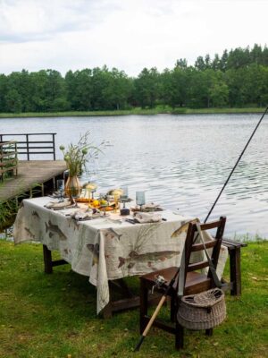 Freshwater Fish linen tablecloth by Linoroom