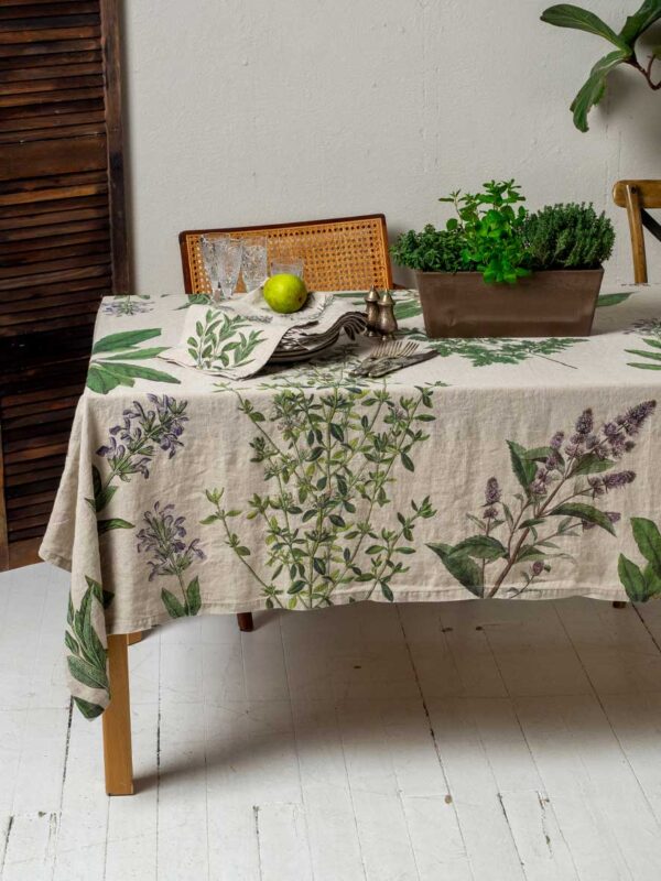 4006S-FH-Linoroom-Tablecloth-Fine-Herbs-Vertical-LR8 Fine herbs linen tablecloth by Linoroom