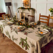 4006S-SC-Linoroom-Tablecloth-Shady-Conifers-Vertical-LR6 light 2 2 Christmas country Conifers tablecloth by linoroom