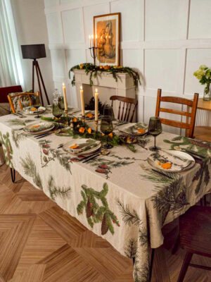 Christmas country Conifers tablecloth by linoroom