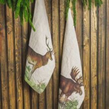 Deer and Mouse linen kitchen towels by Linoroom