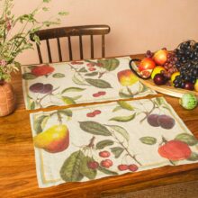 8003SUM-OF-Linoroom-Place-mat-Orchard-Fruits-Vertical-LR3 Orchard Fruits linen placemats by linoroom