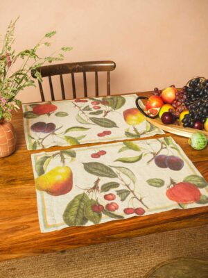 Orchard Fruits linen placemats by linoroom