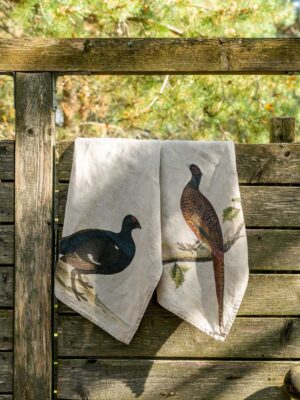 Forest birds linen kitchen towels by Linoroom