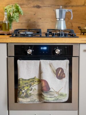 Linen kitchen towels frog and snails by linoroom