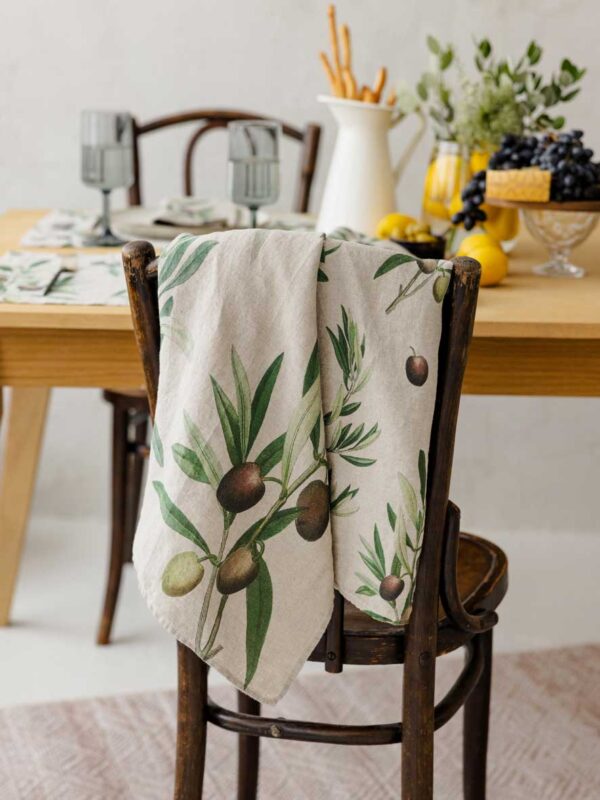 6001M-ON-Linoroom-Kitchen-Towels-Olives-Vertical-LR-2 Olives linen tea towels by Linoroom