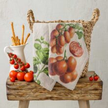 6001M-TB-Linoroom-Kitchen-Towels-Tomato&Basil-Vertical-LR-2 Tomatoes and basil linen kitchen towels by linoroom