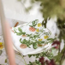 Field Flowers White Linen Napkins by Linoroom