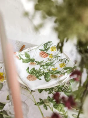 Field Flowers White Linen Napkins by Linoroom