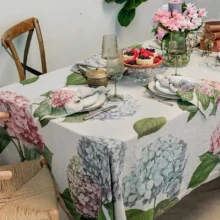 Hydrangeas Linen Tablecloth by Linoroom