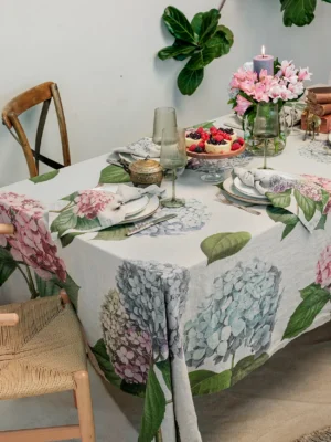 Hydrangeas Linen Tablecloth by Linoroom
