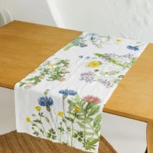 Field Flowers Linen Table Runner by Linoroom