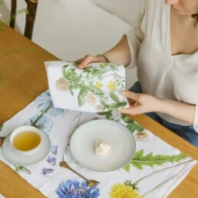 Field Flowers white linen placemats by Linoroom