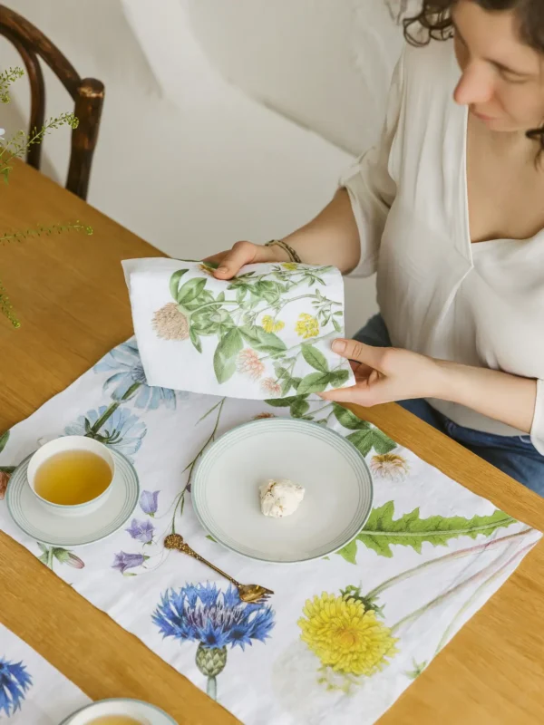 Field Flowers white linen placemats by Linoroom