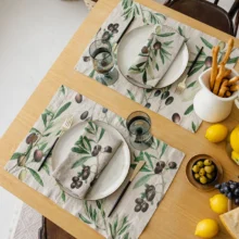 Mediterranean Olives linen placemats by Linoroom