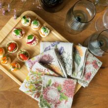 Country Flowers Linen Cocktail Napkins by Linoroom