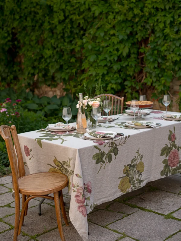 Roses linen tablecloth by Linoroom