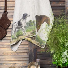 Linen kitchen towels Horse and dog by LInoroom