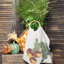 6001M Linoroom Kitchen Towel Cabbage and Turnip WEB 2 Turnip and cabbage garden linen kitchen towels by Linoroom