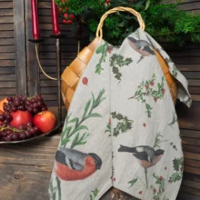 6001M-WB Linoroom Kitchen Towel Winter Bullfinch WEB 4