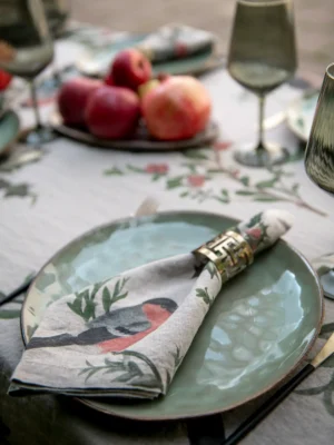 Winer Bulfinch Christmas linen napkins by Linoroom