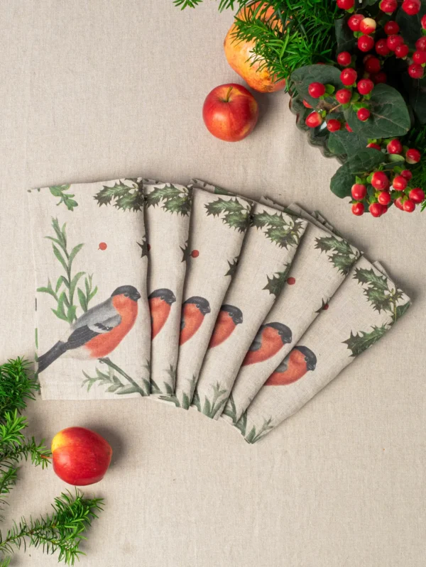 3002SU-WB Linoroom Napkins Winter Bullfinch WEB 2