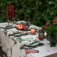4006S-WB Linoroom Tablecloth Winter Bullfinch WEB 11 Winter Bulfinch Christmas linen tablecloth by Linoroom
