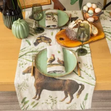 Farm Animal Linen Table runner by Linoroom