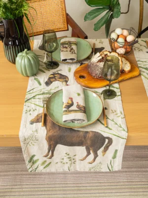 Farm Animal Linen Table runner by Linoroom